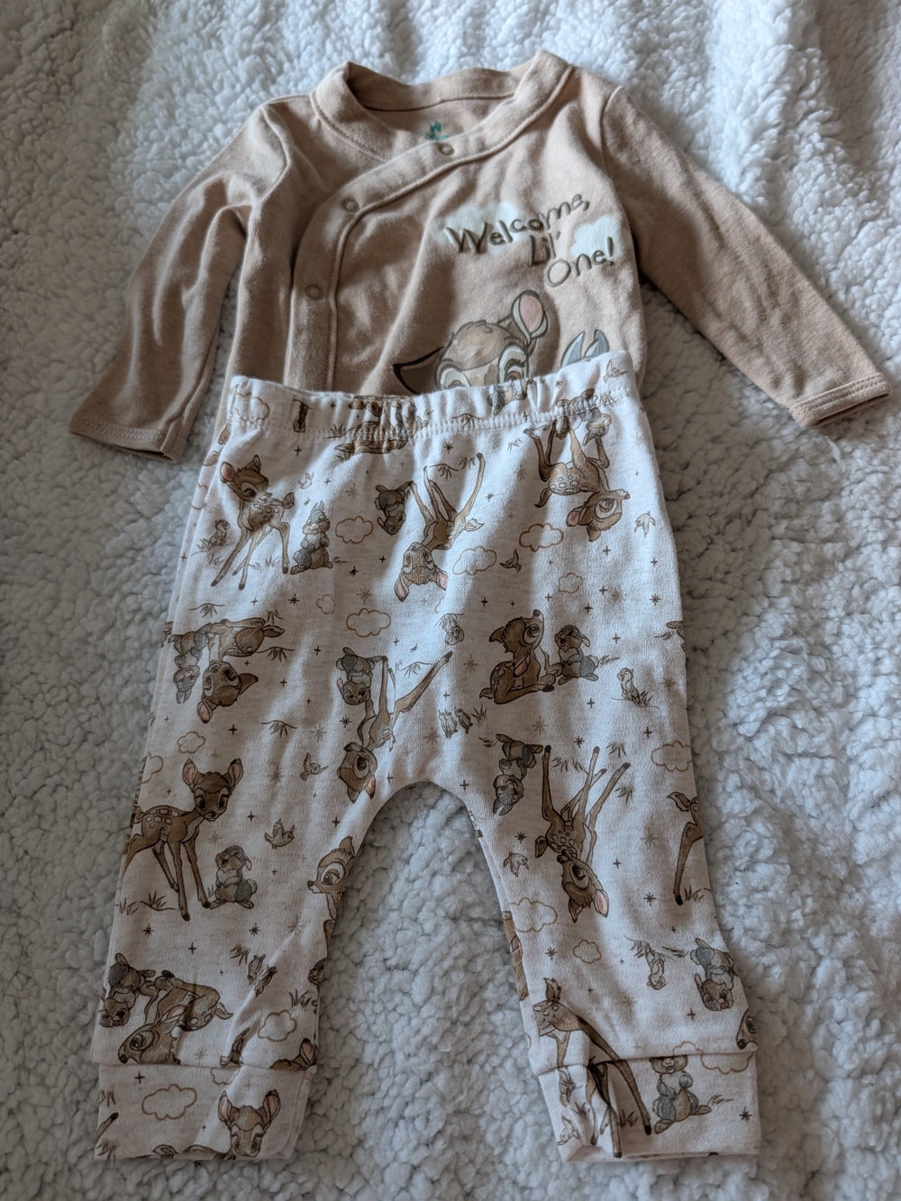 Disney Beige/Brown Bambi Matching Bodysuit Set